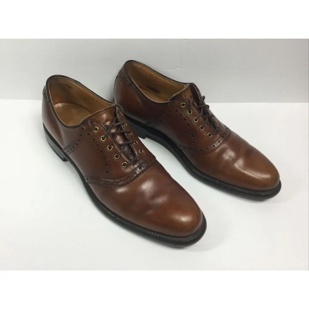 Foot-Joy Classics Mens Sz 10A Chestnut Brown Oxford Leather Brogue Saddle Shoes‎